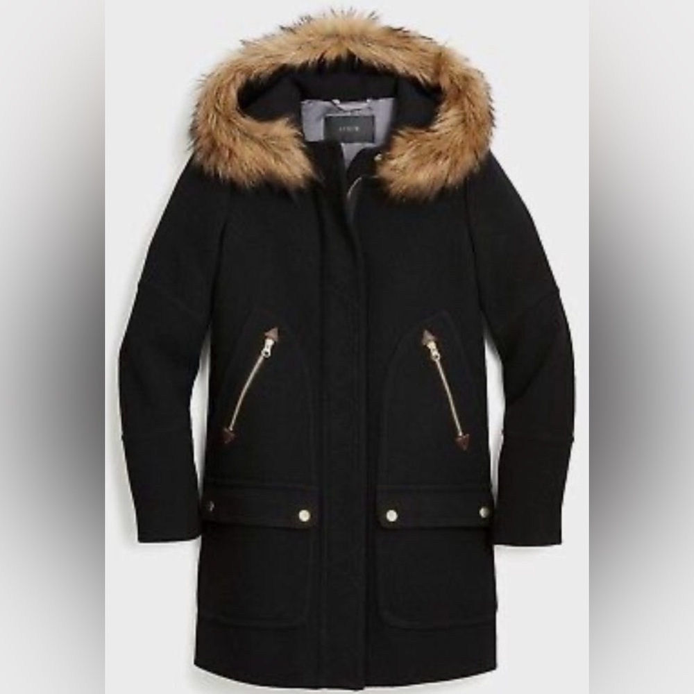 J. Crew Italian Stadium Cloth by Nello Gori Wool Parka Black Size 2